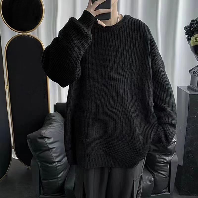 帥氣圓領韓版百搭簡約長袖針織衫