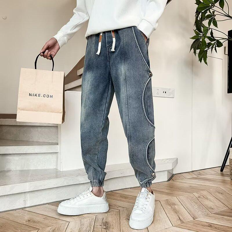 牛仔韓版潮流復古闊腿直筒褲裝