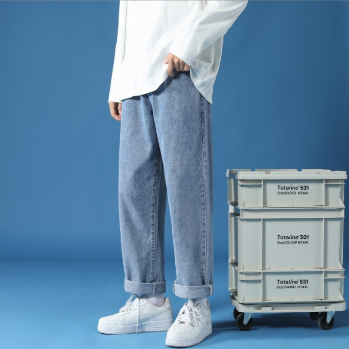 牛仔直筒韓版潮流闊腿墜感褲裝