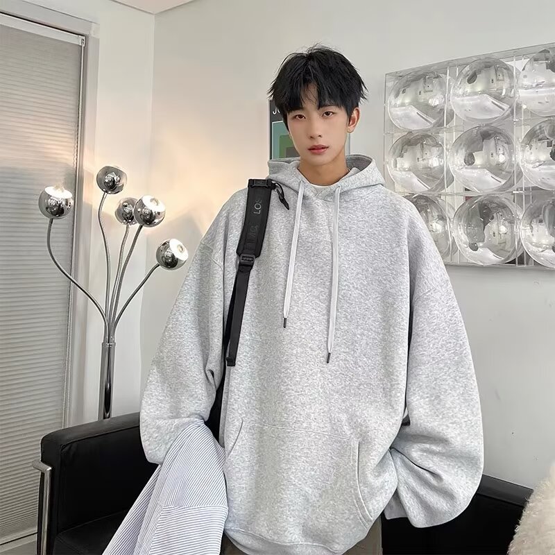 日系潮流貓咪印花長袖加絨連帽衛衣