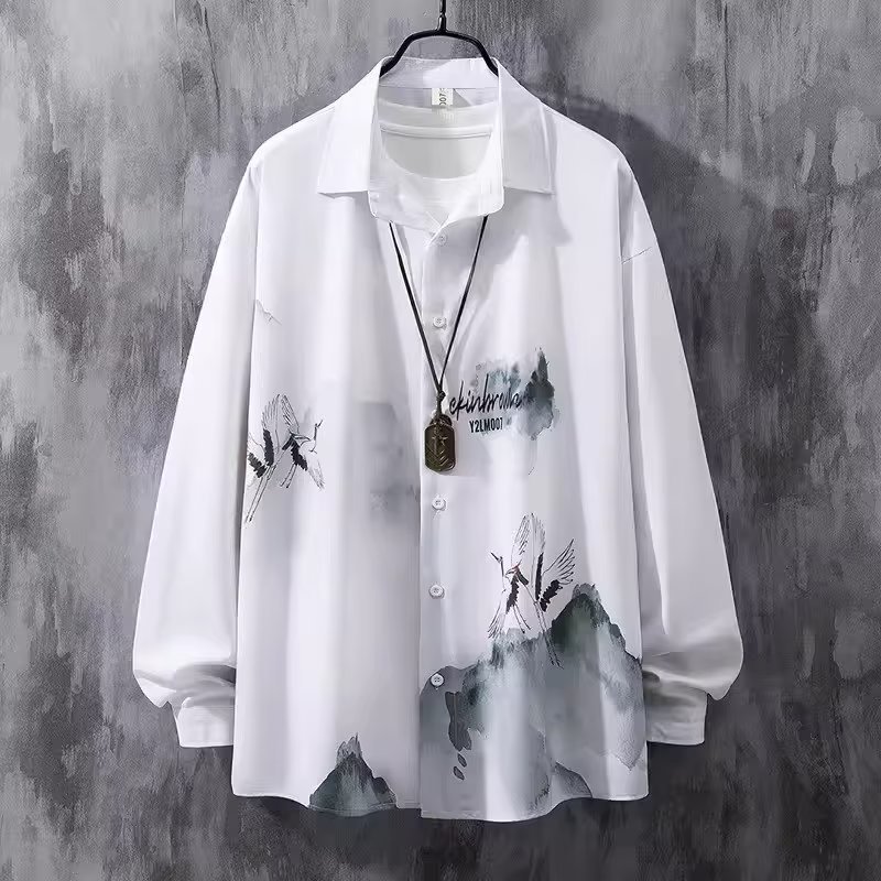 花復古風長袖襯衣時尚氣質襯衫