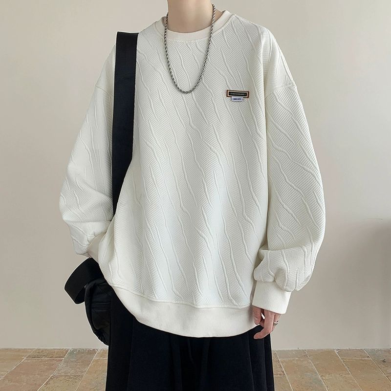 港味chic高街潮牌重磅肌理感圓領內搭長袖T恤