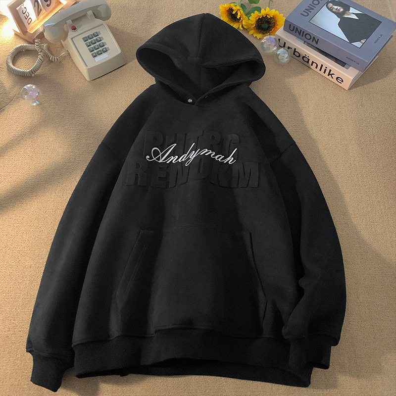 潮流麂皮絨連帽外套美式復古寬鬆休閒套頭重磅衛衣