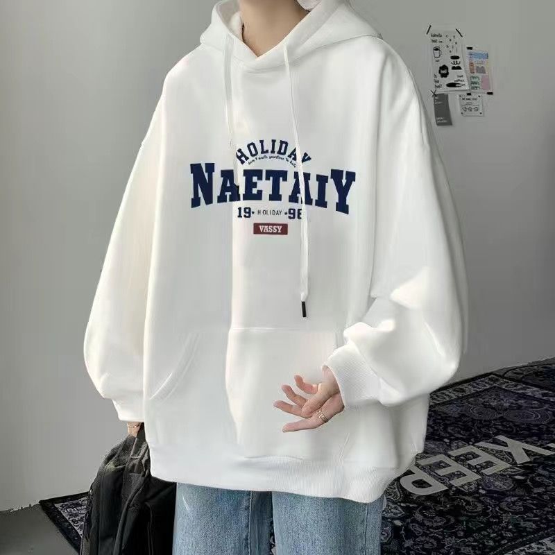 薄款/刷毛潮流寬鬆美式帥氣印花百搭連帽T