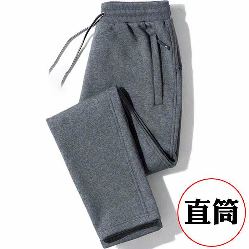 休閒韓版寬鬆束腳褲青年直筒刷毛運動褲