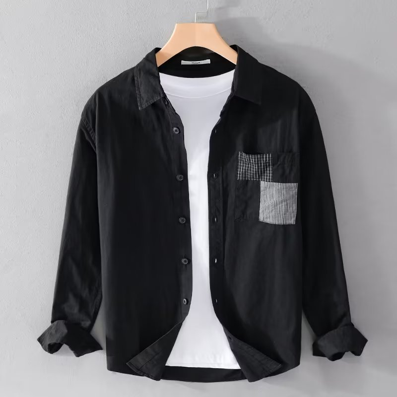 日系復古高級感格子寬鬆休閒外套長袖襯衫