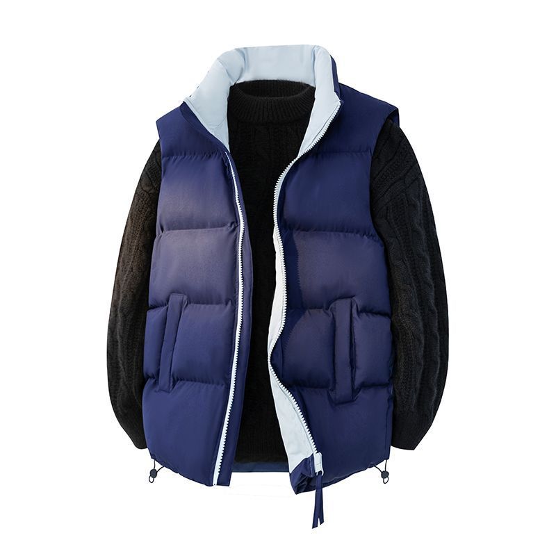 潮牌百搭保暖加厚立領多口袋棉馬甲外套