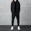 黑色馬甲+黑色衛衣+黑色長褲/三件套