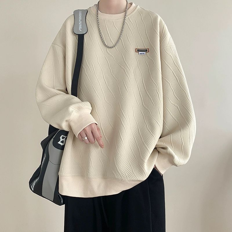 港味chic高街潮牌重磅肌理感圓領內搭長袖T恤