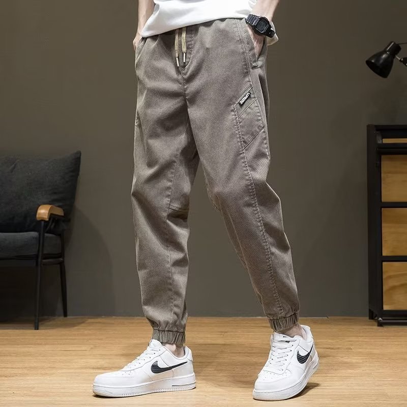 彈力棉加厚工裝潮流束腳休閒寬鬆大碼牛仔褲