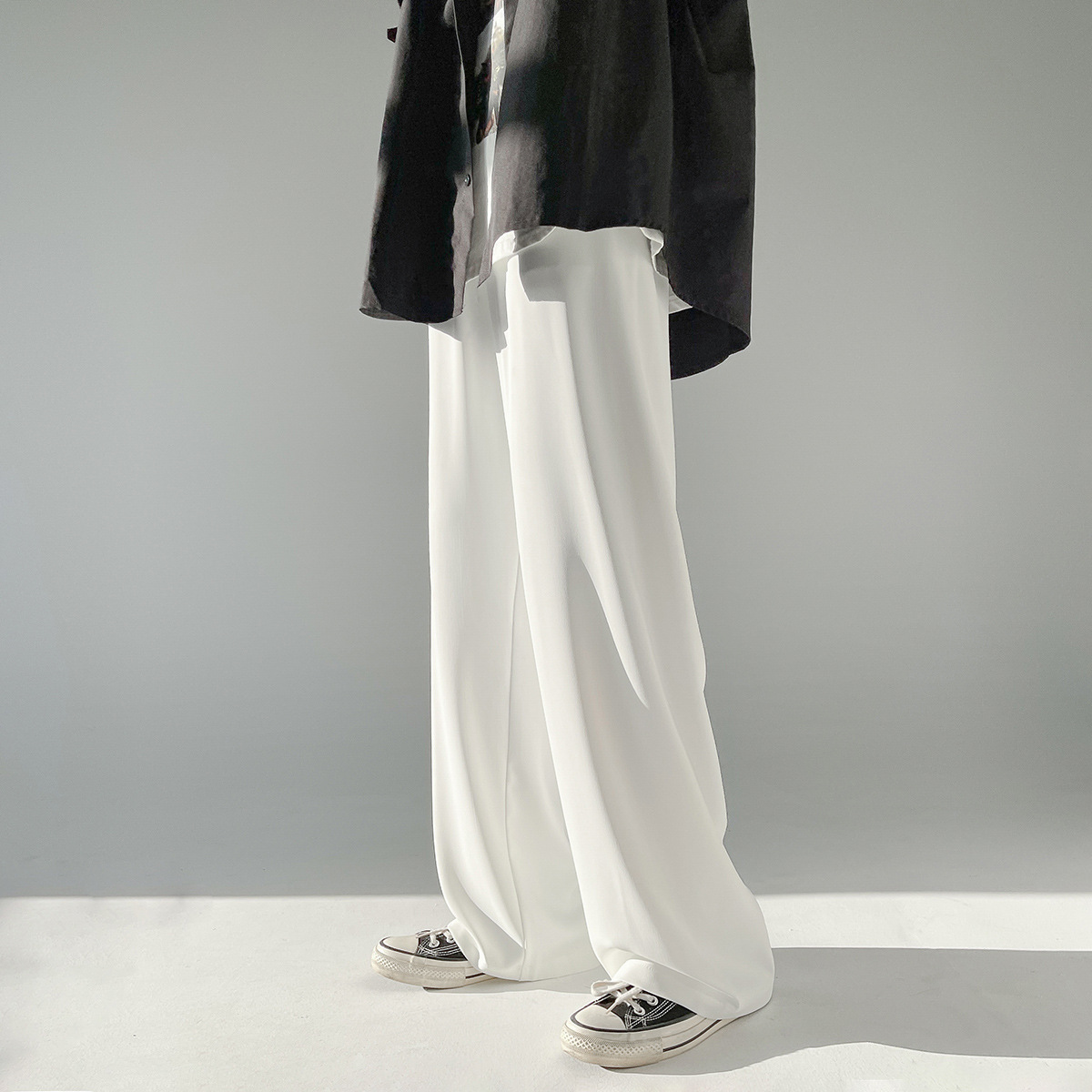 休閒褲男春季薄款韓版潮流百搭垂感闊腿褲直筒寬鬆港風痞帥長褲子