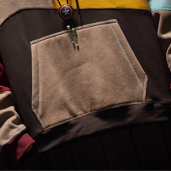 連帽潮拼色加絨連帽長袖衛衣