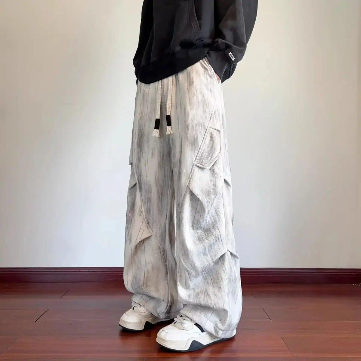 【套裝/單件】美式痞帥寬松休閑襯衫外套+長袖+休閑褲三件套