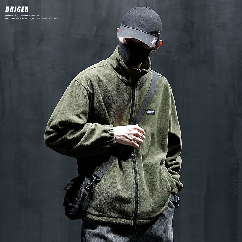 立領夾克寬鬆百搭情侶搖粒絨運動休閒外套