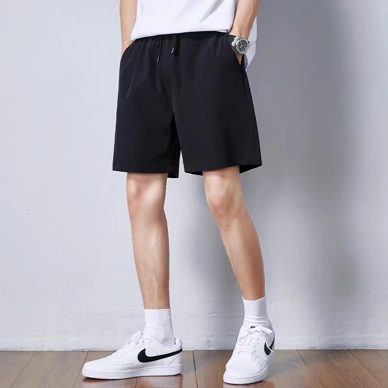 休閒運動風薄款速乾冰絲寬鬆五分短褲