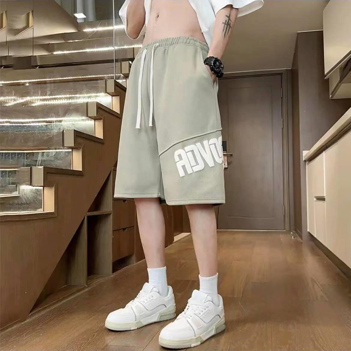 美式休閒冰絲薄款運動直筒五分短褲