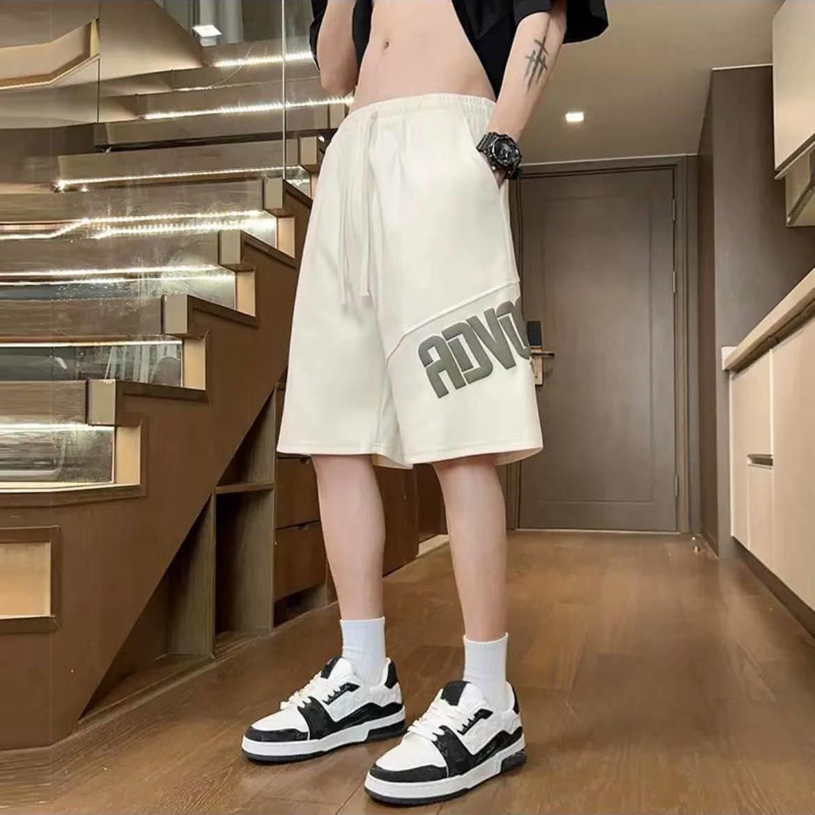 美式休閒冰絲薄款運動直筒五分短褲