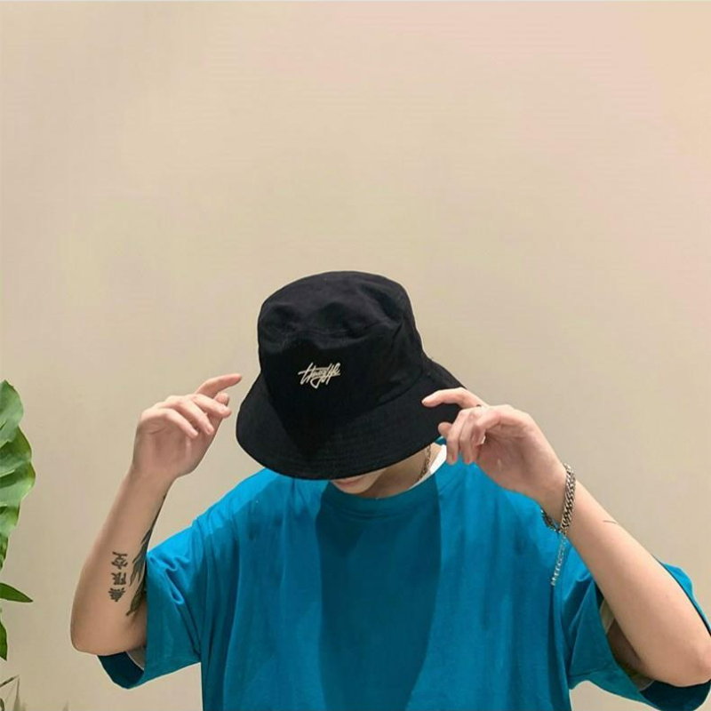 雙面戴黑色大頭圍嘻哈薄防曬網紅潮流漁夫帽