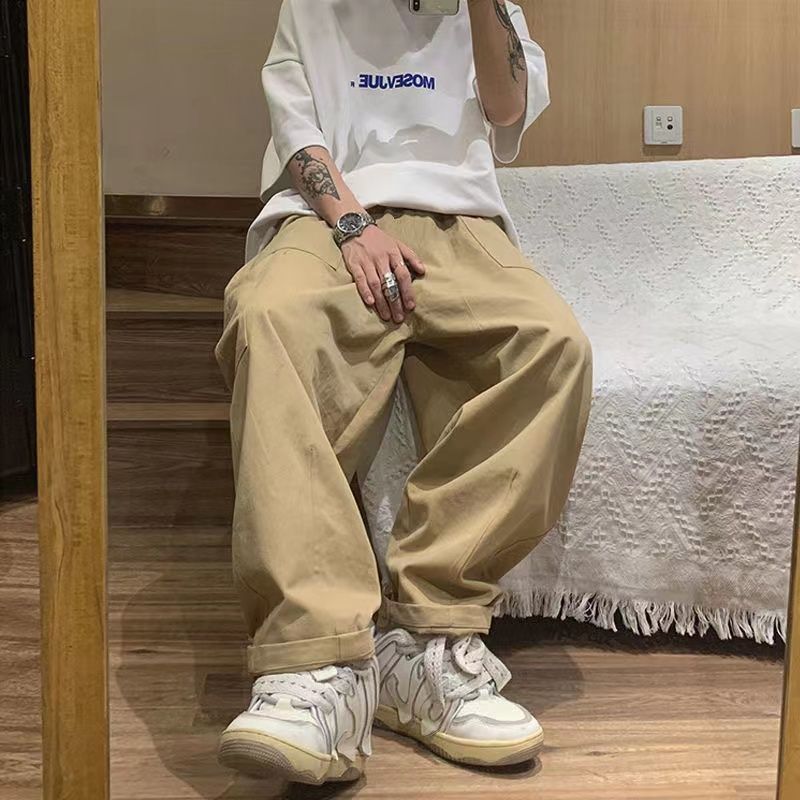 日系復古cityboy高街寬松直筒休閑百搭工裝褲