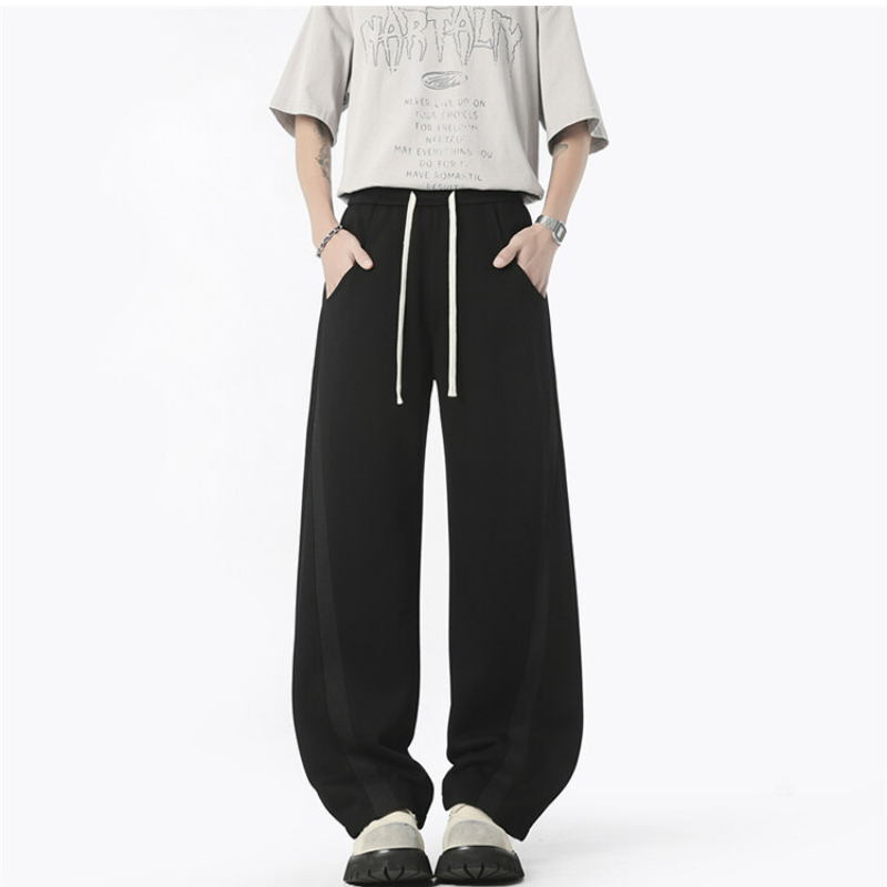 美式彎刀解構素色cleanfit寬鬆直筒百搭闊腿休閒運動褲