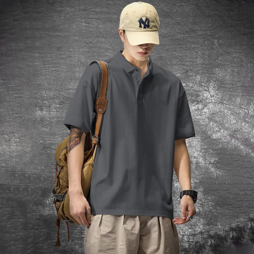 美式棉質重磅經典百搭休閒polo翻領短袖T恤
