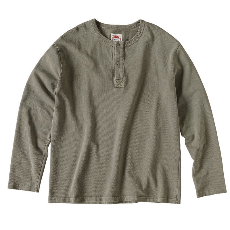 美式復古亨利衫開領長袖打底T恤