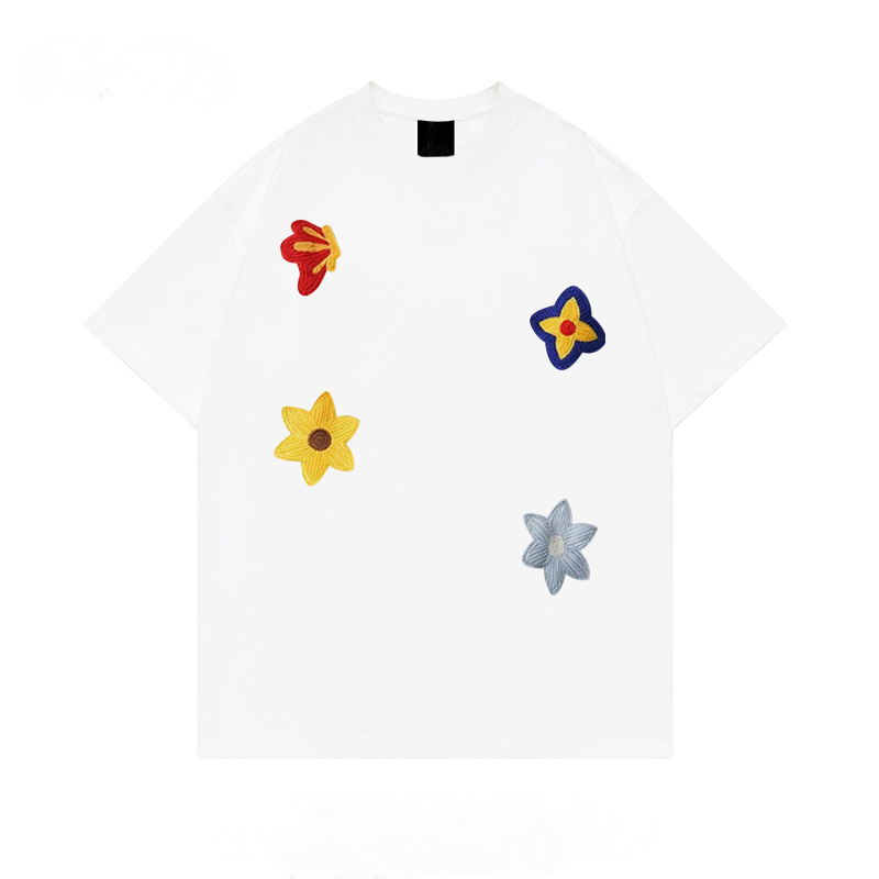 美式復古寬鬆小眾設計感花卉印花短袖T恤