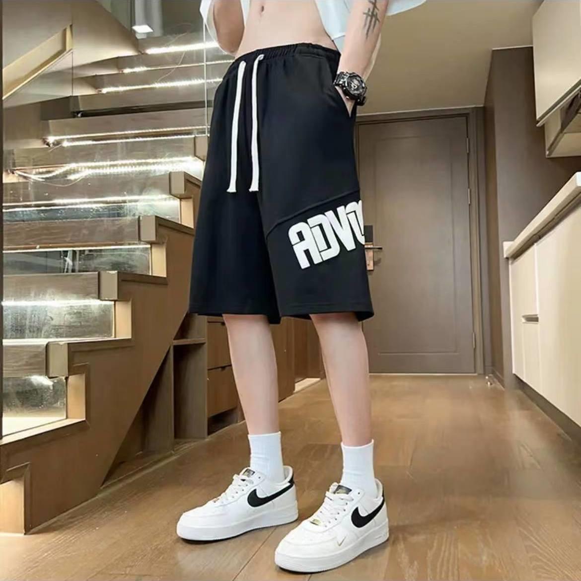 美式休閒冰絲薄款運動直筒五分短褲