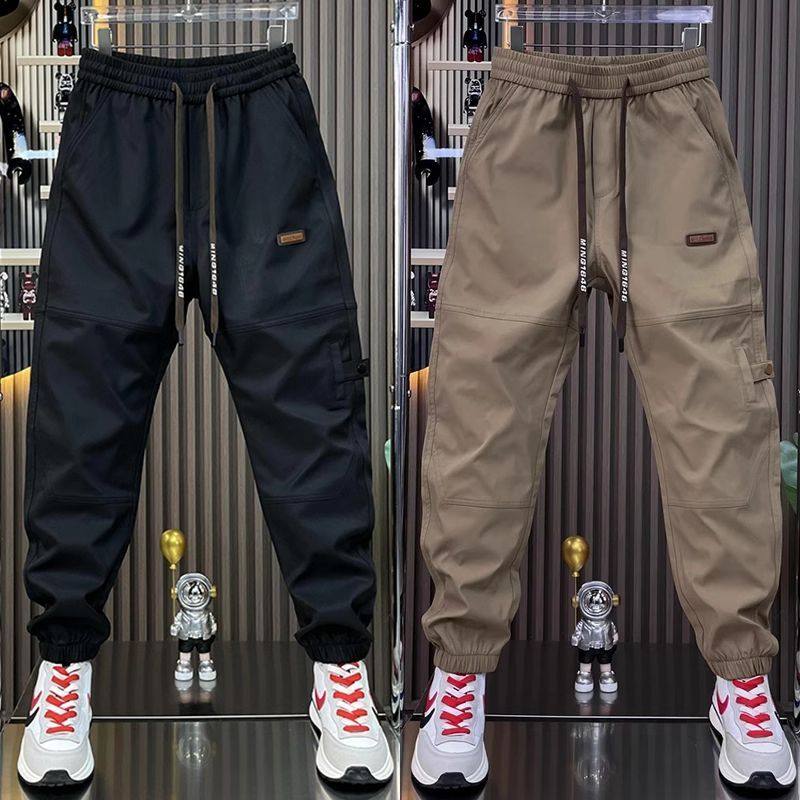 加絨工裝褲耐磨勞保潮牌寬鬆束腳休閒哈倫褲