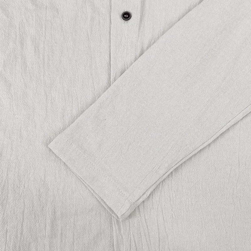 連帽抽繩棉麻潮流百搭長袖襯衫