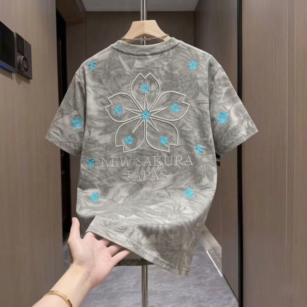刺繡紮染輕奢休閒百搭短袖t恤