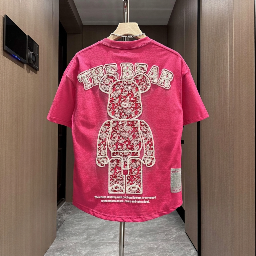 暴力熊印花ins潮流時尚百搭燕尾短袖T恤
