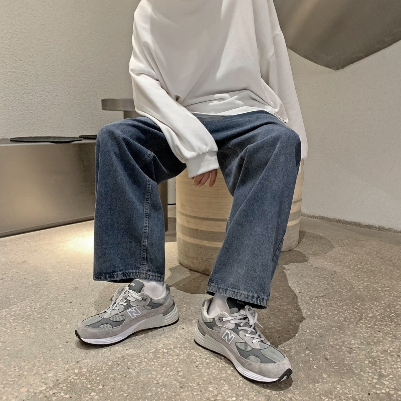 復古牛仔直簡闊腿褲ins韓版潮流長褲褲裝