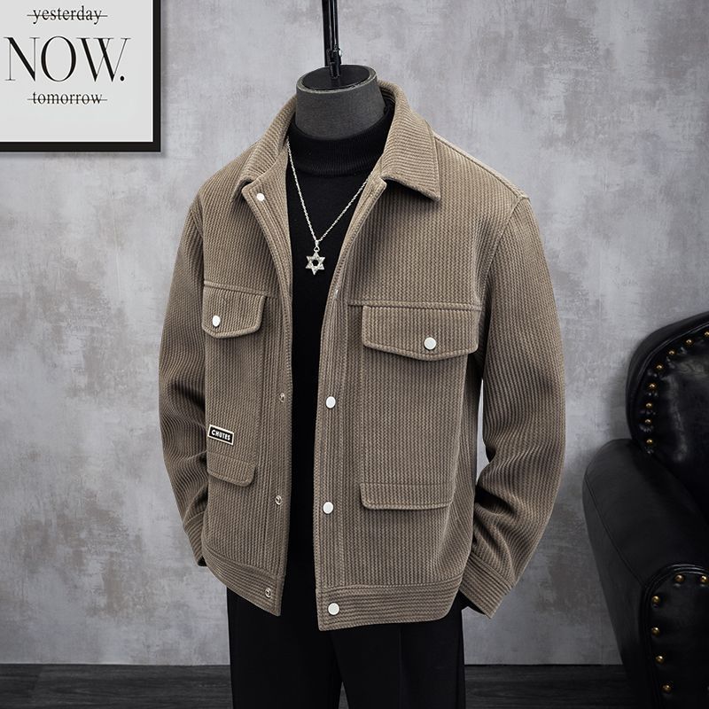 高級感穿搭帥氣韓版刷毛保暖燈芯絨外套