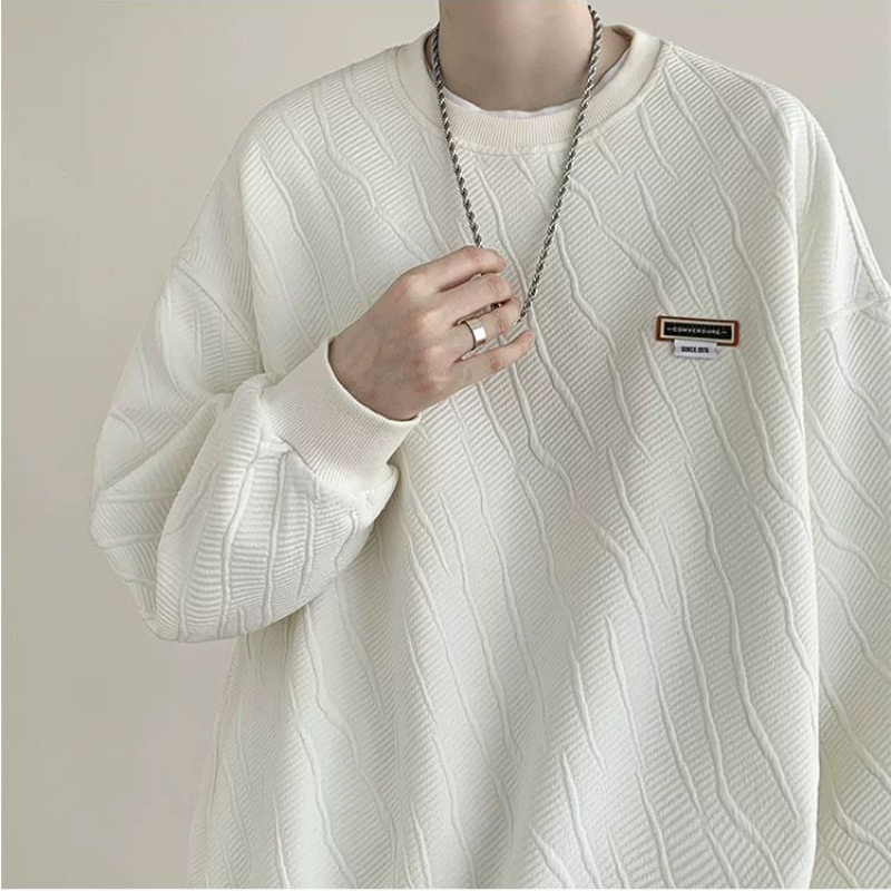 港味chic高街潮牌重磅肌理感圓領內搭長袖T恤