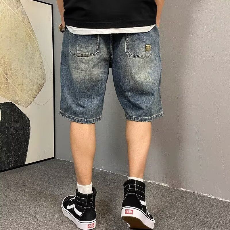 美式休閒抽繩水洗復古牛仔短褲