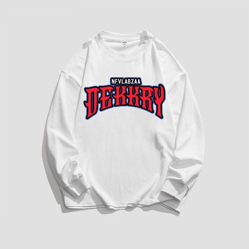 美式潮牌字母印花街頭情侶寬鬆百搭純棉長袖t恤