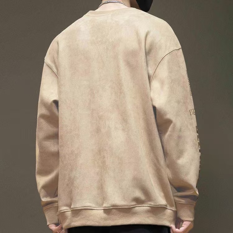 美式麂皮絨潮字母印花圓領長袖衛衣