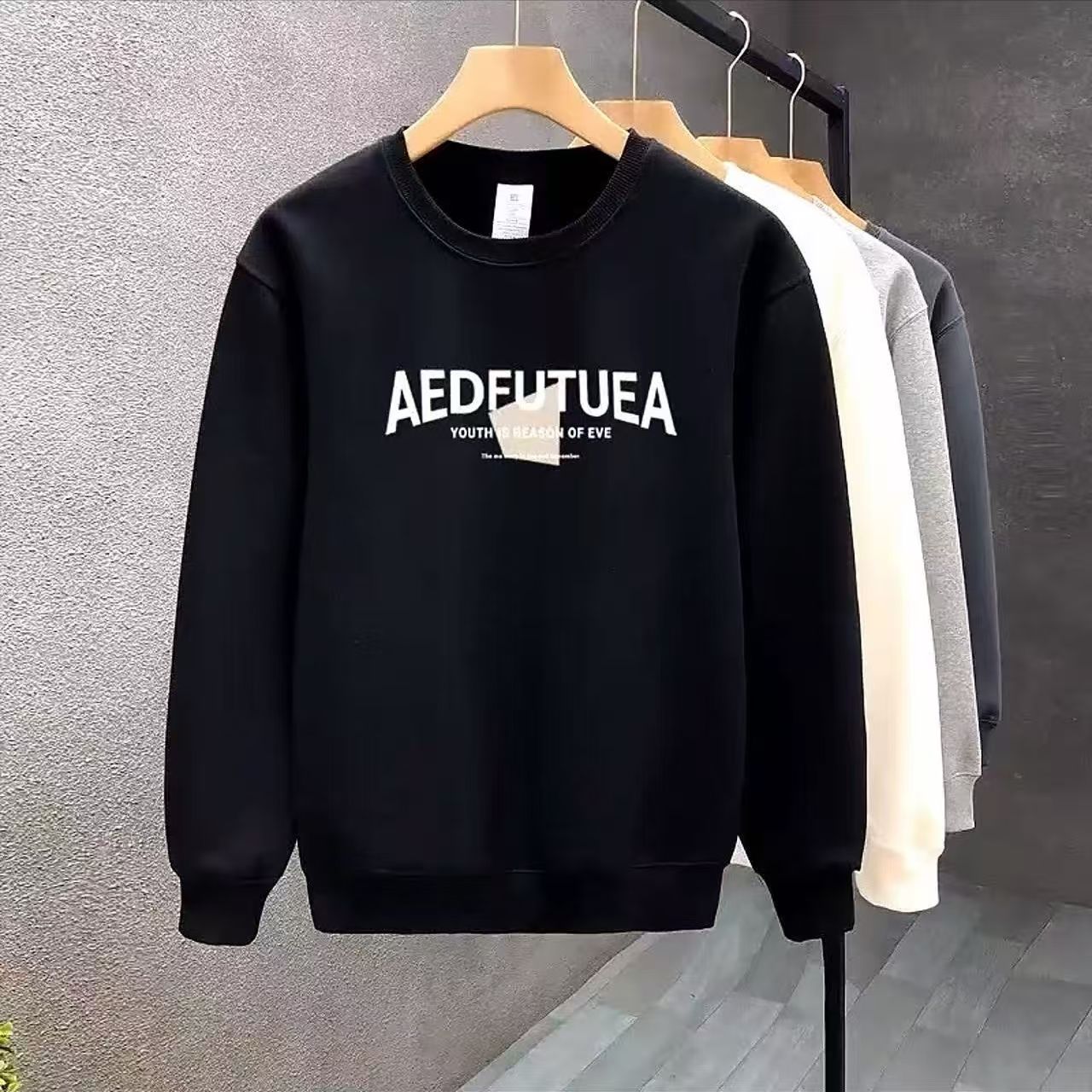 韓版潮流休閒圓領寬鬆打底百搭運動長袖T恤