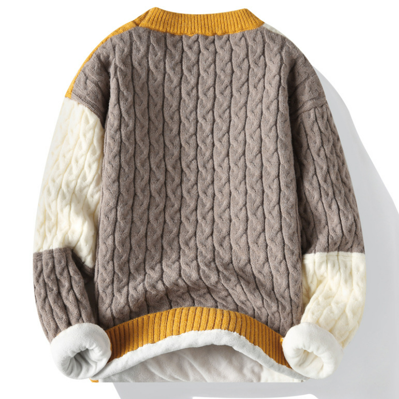 半高領拼色毛衣寬鬆刷毛大碼針織衫