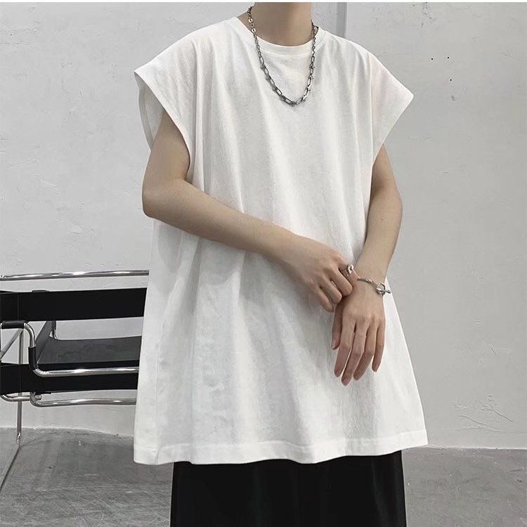 【單件/套裝】寬鬆純色背心無袖T恤+休閒運動短褲兩件套裝