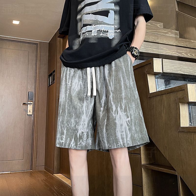 美式薄款扎染冰絲潮流五分寬鬆運動休閒短褲