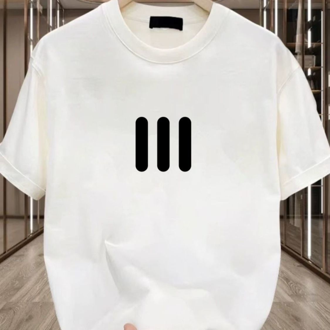 時尚簡約潮牌寬鬆圓領純棉印花短袖T恤