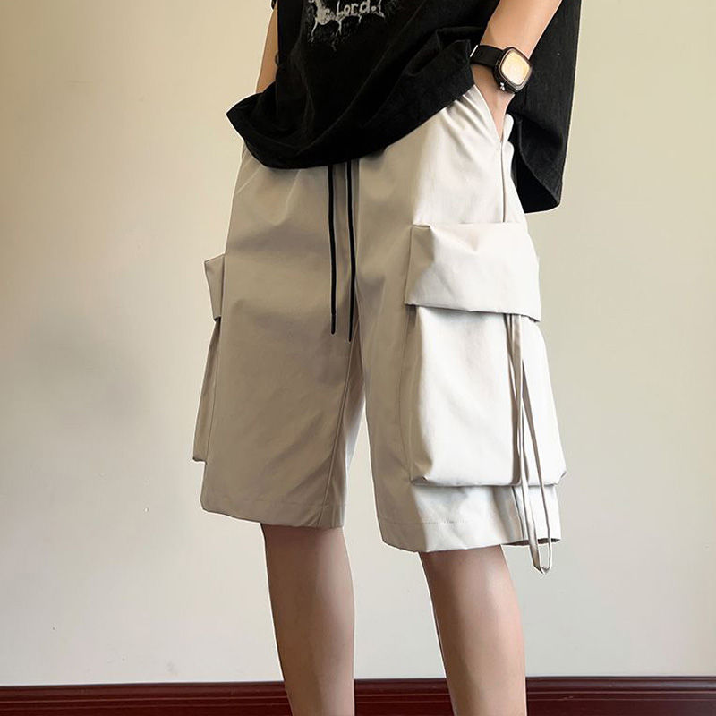 夏季美式工裝新款短褲男士大口袋百搭休閒外穿五分褲直筒顯瘦中褲