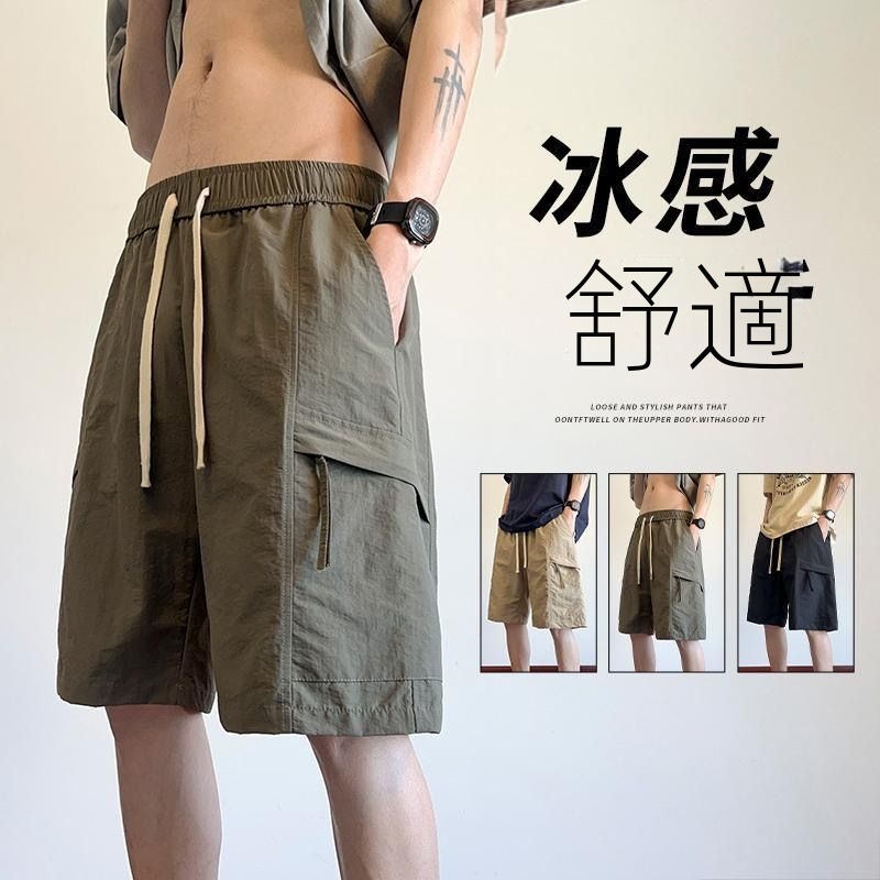 美式寬鬆大碼工裝運動休閒五分褲裝