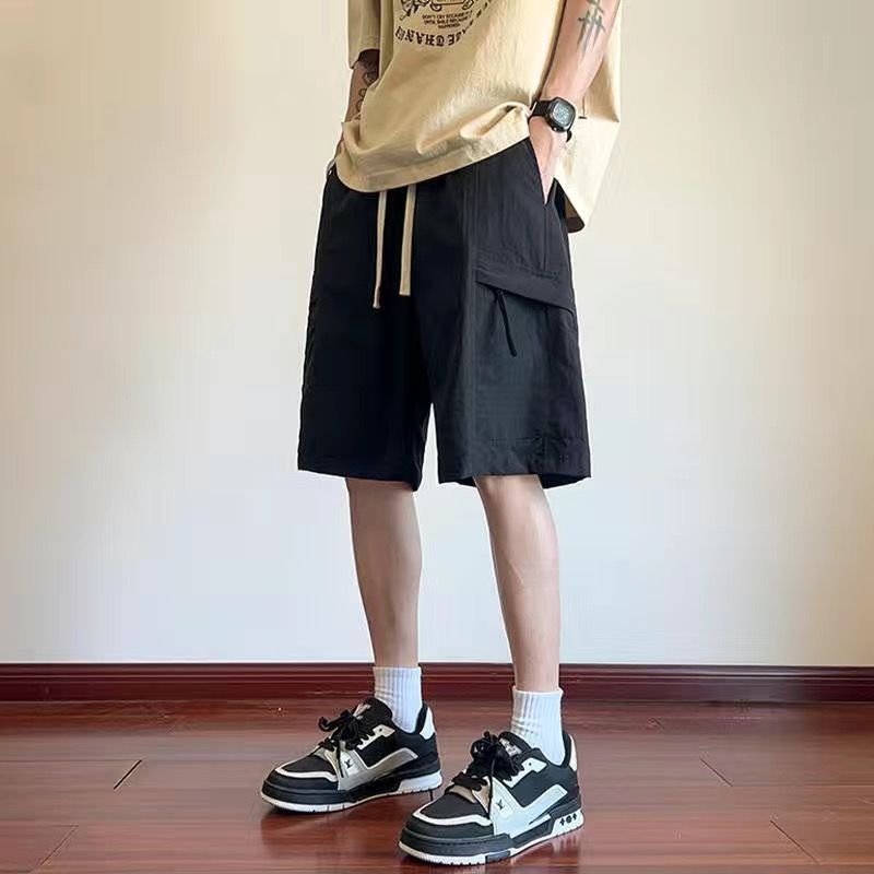 美式寬鬆大碼工裝運動休閒五分褲裝