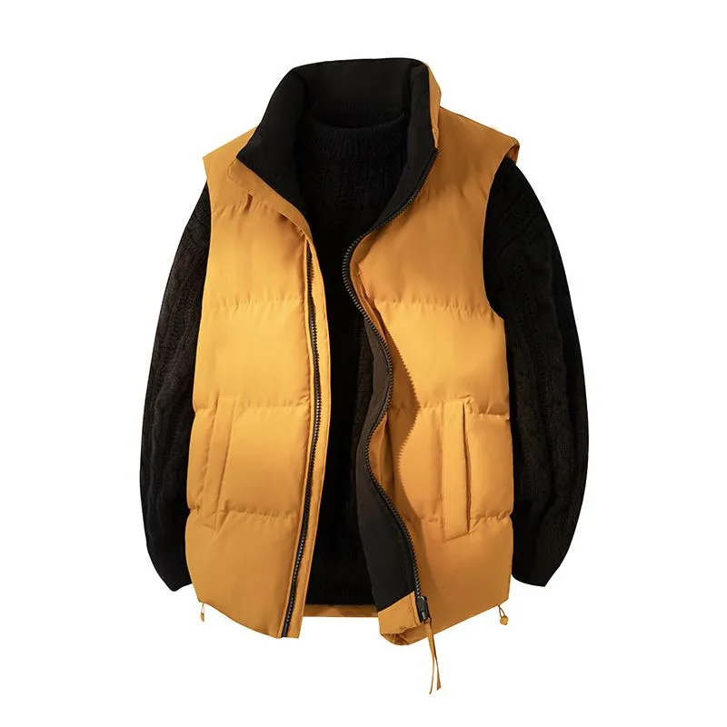 潮牌百搭保暖加厚立領多口袋棉馬甲外套