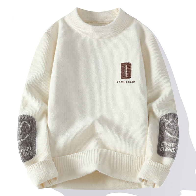 假兩件襯衣領圓領長袖針織衫