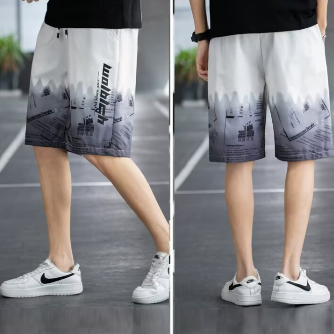 短褲男士夏季薄款冰絲五分褲涼感速乾休閒沙灘褲寬鬆運動褲男