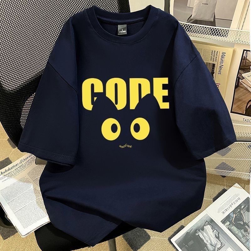 不起球美式貓咪印花個性oversize短袖t恤